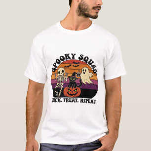 Camiseta Esquadrão Assustador Design Retro de Halloween (Te