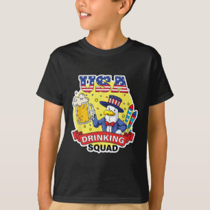 Camiseta Esquadrão Bebendo Dos Eua 4 De Julho Dia Da Indepe