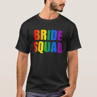 Camiseta Esquadrão da Noiva Arco-Íris Casamento Lésbica LGB