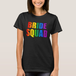 Camiseta Esquadrão da Noiva Arco-Íris Casamento Lésbica LGB