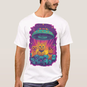 Camiseta Esquadrão de Abdução de Gatos Divertido Gato Alien