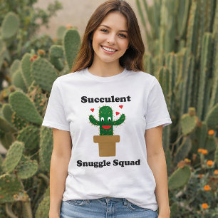 Camiseta Esquadrão de Abraços Suculento Cute Kawaii Cactus 