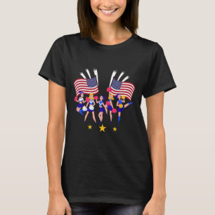 Camiseta Esquadrão de Animação Patriótica Cheerleader Bande