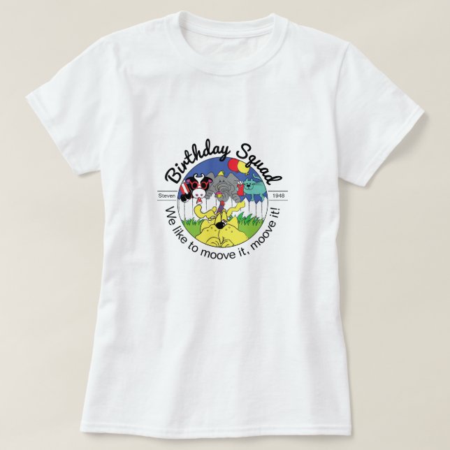 Camiseta Esquadrão de Aniversário de Animais da Festa (Frente do Design)
