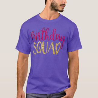 Camiseta Esquadrão de Aniversário Festa BDay Rosa Dourado P
