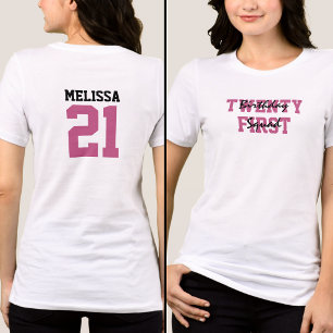 Camiseta Esquadrão de Aniversário Rosa e Preto para Mulhere