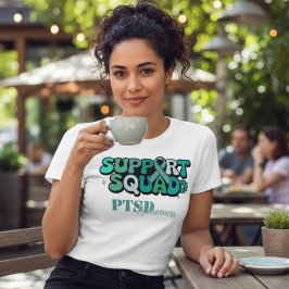 Camiseta Esquadrão de Apoio à PTSD Azul Turquesa Ousado