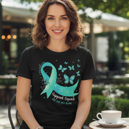Camiseta Esquadrão de Apoio ao PTSD Borboletas com Fita Azu