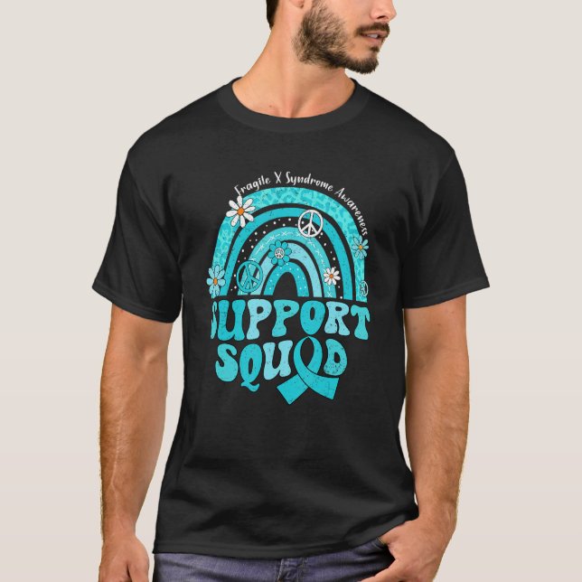 Camiseta Esquadrão de Apoio Groovy Arco-íris Síndrome do X  (Frente)