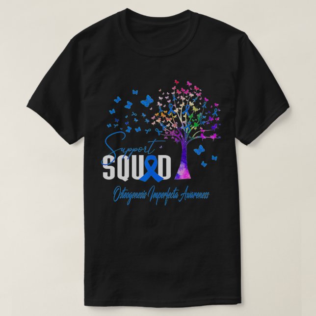 Camiseta Esquadrão De Apoio Para A Osteogênese Imperfeta Aw (Frente do Design)