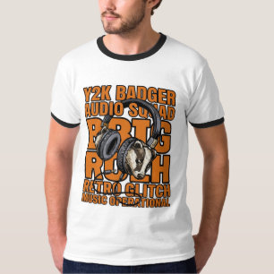 Camiseta Esquadrão de Áudio Texugo Y2K Glitch Retro