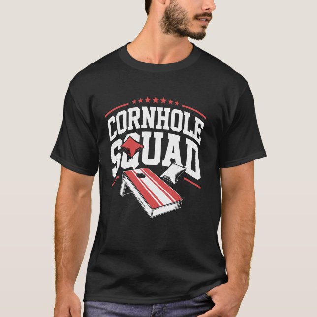Camiseta Esquadrão de Cornhole Equipe Divertida de Cornhole (Frente)