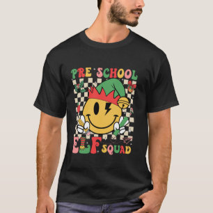 Camiseta Esquadrão de Elfo de Pré-escola de Natal Rosto Sor