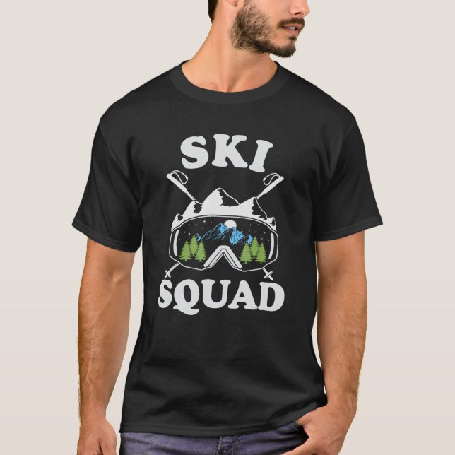 Camiseta Esquadrão de Esqui Legal Óculos de Vacinação de Es (Frente)