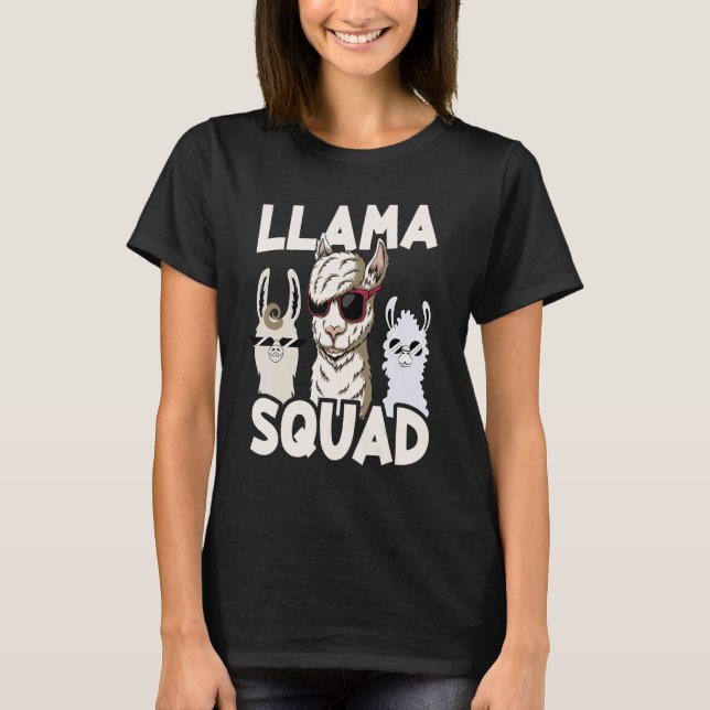 Camiseta Esquadrão de Lhama Fofa Alpaca com Óculos Retro Lh (Frente)