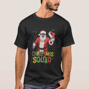 Camiseta Esquadrão de Natal do Papai Noel Preto Afro-Americ