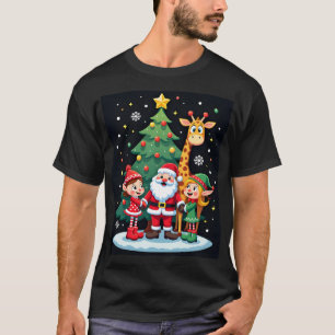Camiseta Esquadrão de Natal Papai Noel Girafa Elfo Dabbing 
