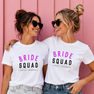 Camiseta Esquadrão de Noivas Balneira Rosa Quente Bridesm