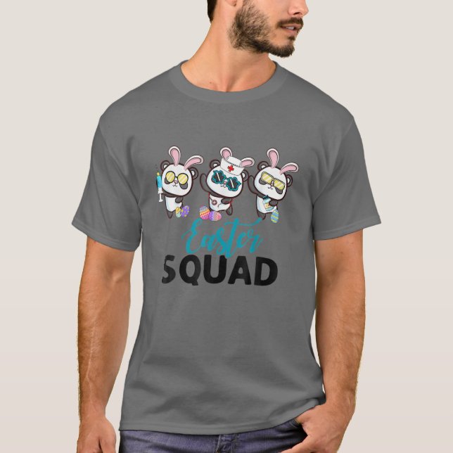 Camiseta Esquadrão de Páscoa Panda com Enfermeira de Orelha (Frente)