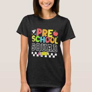 Camiseta Esquadrão de pré-escola feliz primeiro dia de aula