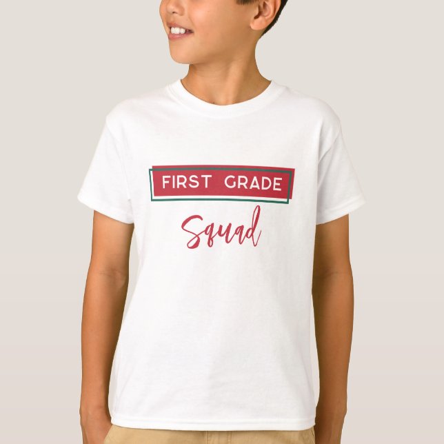 Camiseta Esquadrão de primeiro grau de volta à escola (Frente)