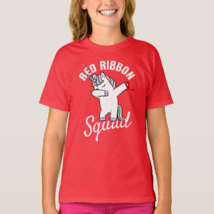Camiseta Esquadrão de Sensibilização do Unicorn Red Ribbon