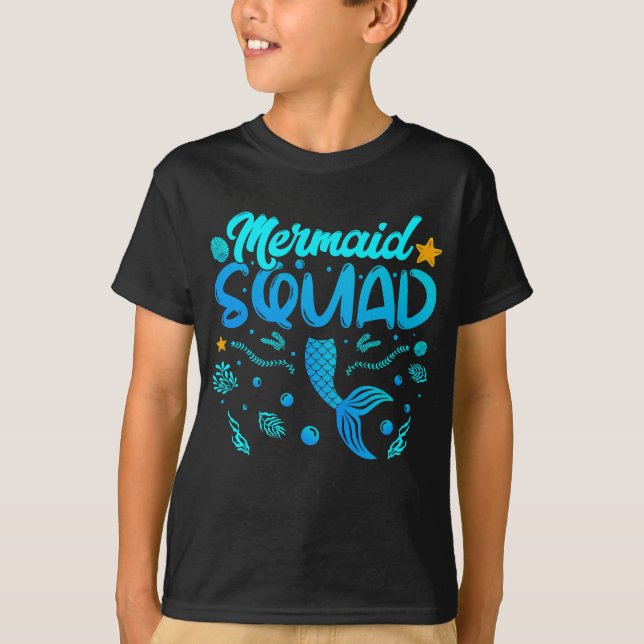 Camiseta Esquadrão De Sereias Do Garoto De Aniversário (Frente)