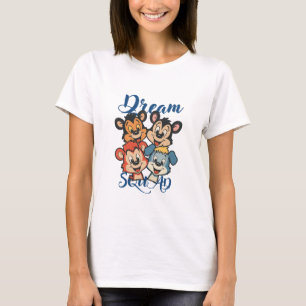 Camiseta Esquadrão de Sonho Fofo Animais de Desenho Antigo