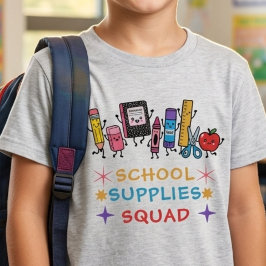 Camiseta Esquadrão de Suprimentos Escolares Fofos de Volta