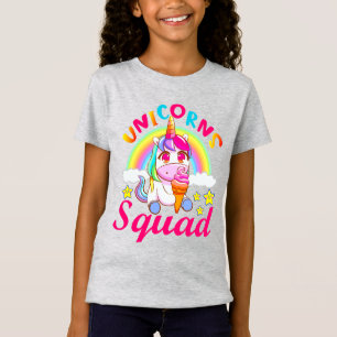 Camiseta Esquadrão de Unicórnios Fofos Sorvete de Arco-íris