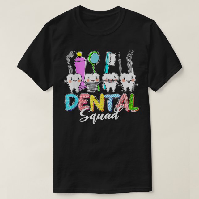 Camiseta Esquadrão Dental Engraçado Bunny Tão Dentista Felz (Frente do Design)