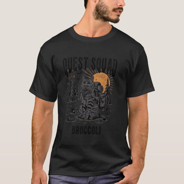 Camiseta Esquadrão do Brócolis Quest gato (Frente)