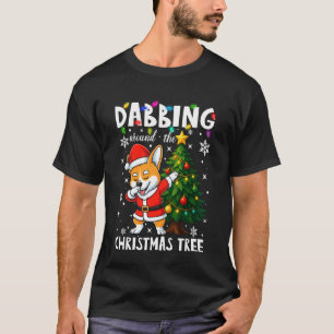 Camiseta Esquadrão do Papai Noel Corgi Dabbing Meninos Árvo