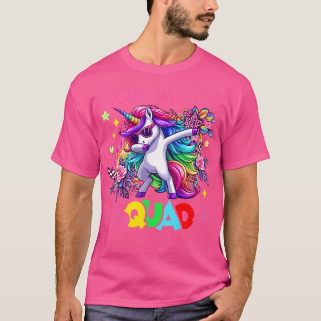 Camiseta Esquadrão do Trabalhador Social Dabbing Unicorn Su (Frente)