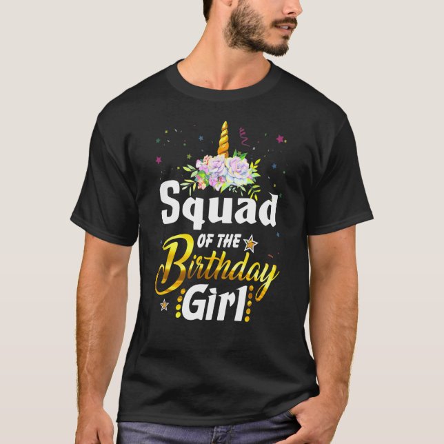 Camiseta Esquadrão Do Unicórnio Da Família Birthday Girl Ma (Frente)