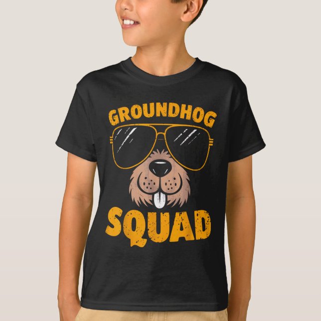 Camiseta Esquadrão Engraçado do Groundhog Presente Dia Feli (Frente)