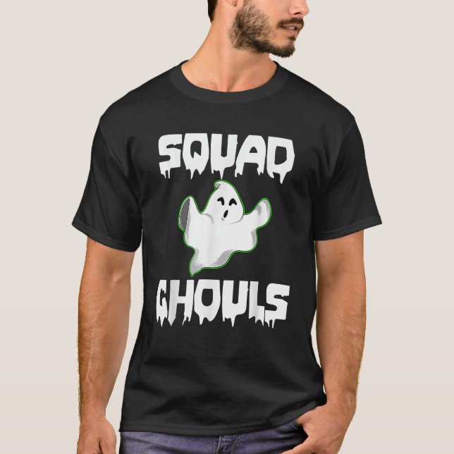 Camiseta Esquadrão Ghouls Dia de as Bruxas engraçado Horror (Frente)