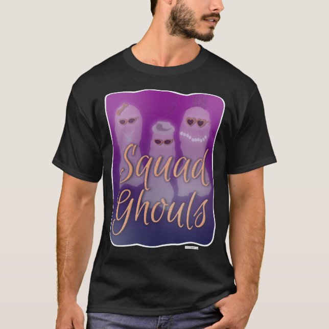 Camiseta Esquadrão Ghouls - Slogan de Halloween Incrível (Frente)