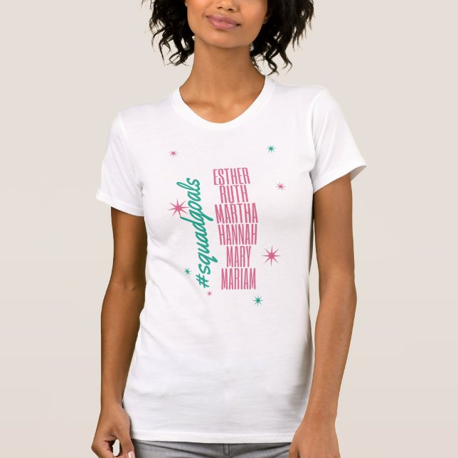 Camiseta Esquadrão objetivos Mulheres da bíblia  (Frente)