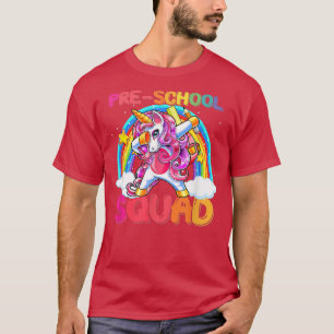 Camiseta Esquadrão Pré-Escolar Dabbing Unicorn volta para a