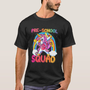 Camiseta Esquadrão Pré-Escolar Dabbing Unicorn volta para a