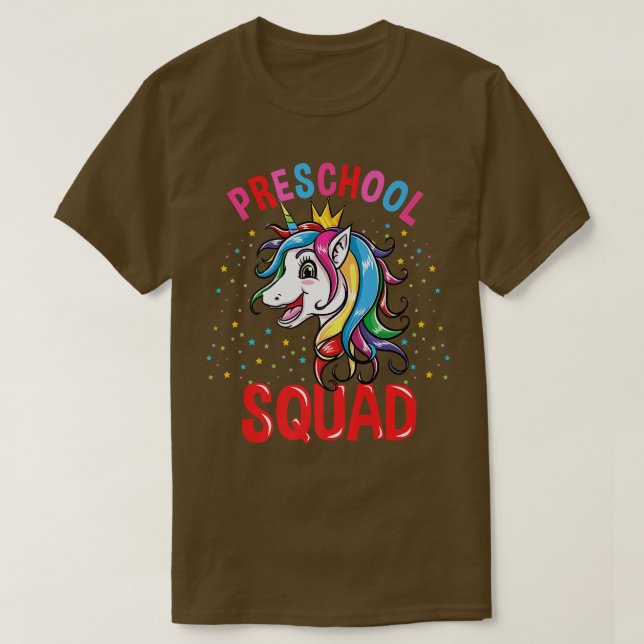Camiseta Esquadrão Pré-Escolar Raparigas Unicórn De Volta À (Frente do Design)