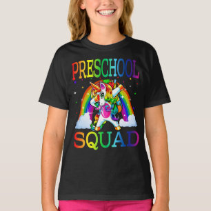 Camiseta Esquadrão Pré-Escolar Unicórnio De Volta À Esc