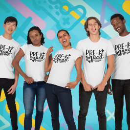 Camiseta Esquadrão Pré-K com o nome do professor na pré-esc