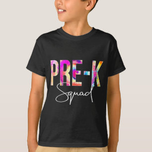 Camiseta Esquadrão pré-k tingimento volta às aulas mulheres