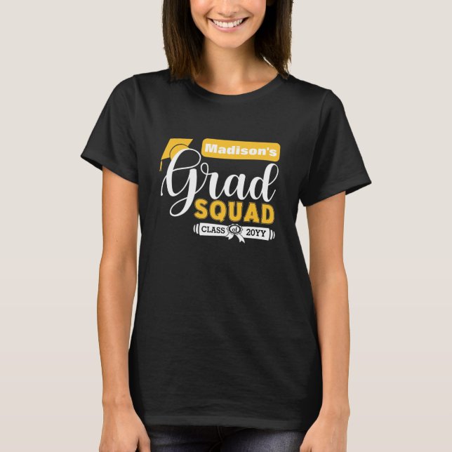 Camiseta Esquadrão Preto de Formando de Texto Branco e Amar (Frente)