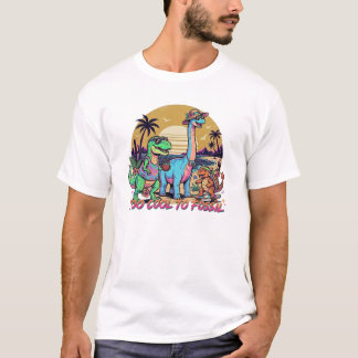 Camiseta Esquadrão Retro de Verão Pré-Histórico Pôr do Sol
