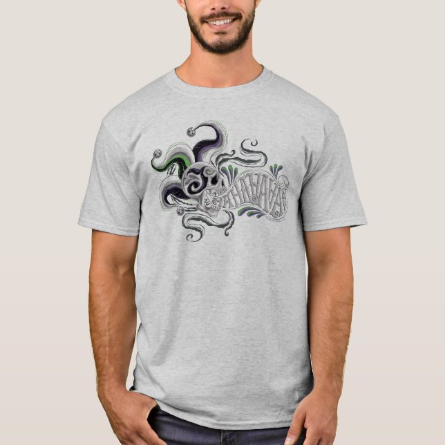 Camiseta Esquadrão Suicida | Caveira-Joker - Haha (Frente)