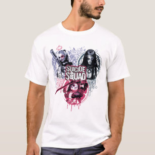 Camiseta Esquadrão Suicida   Crachás de Grafite de Garotas-