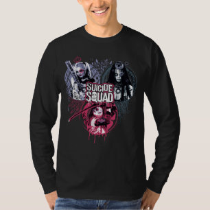 Camiseta Esquadrão Suicida Crachás de Grafite de Garotas-